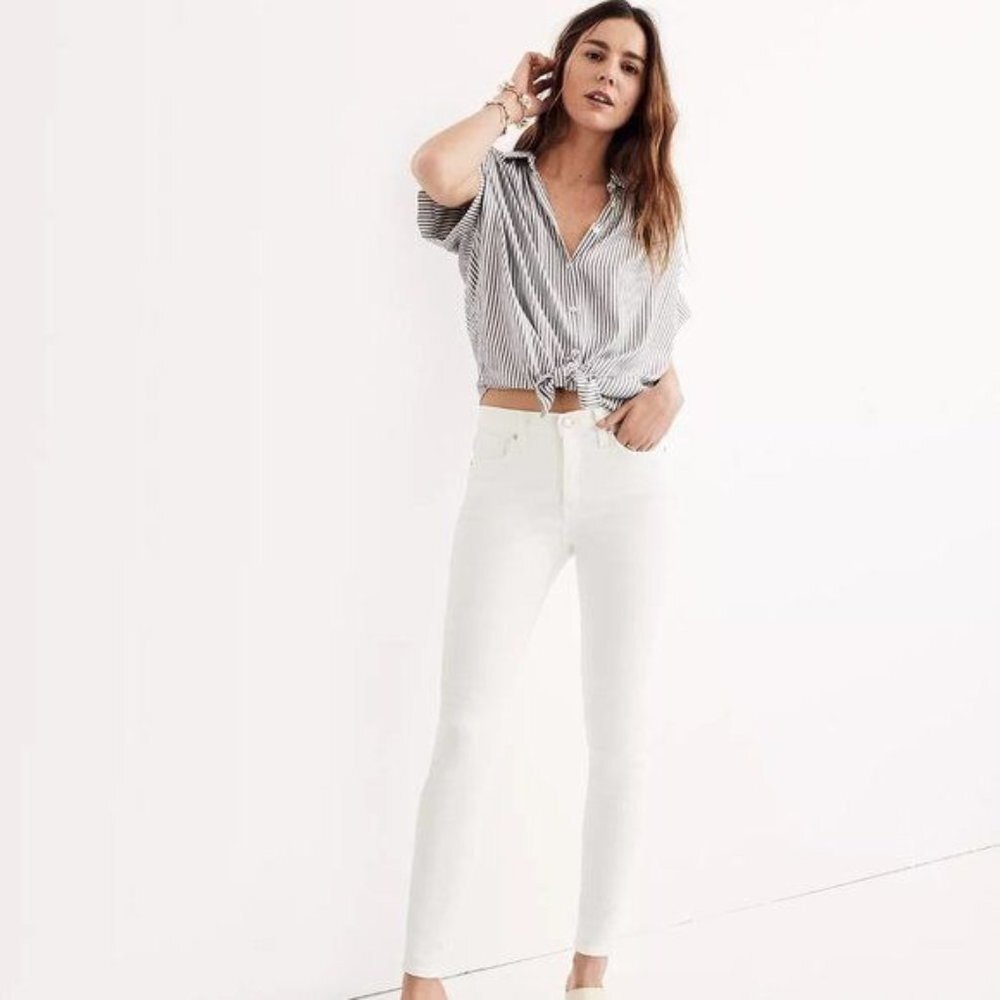 Madewell 9" Mid-Rise Skinny Jeans in Pure White, Size 23